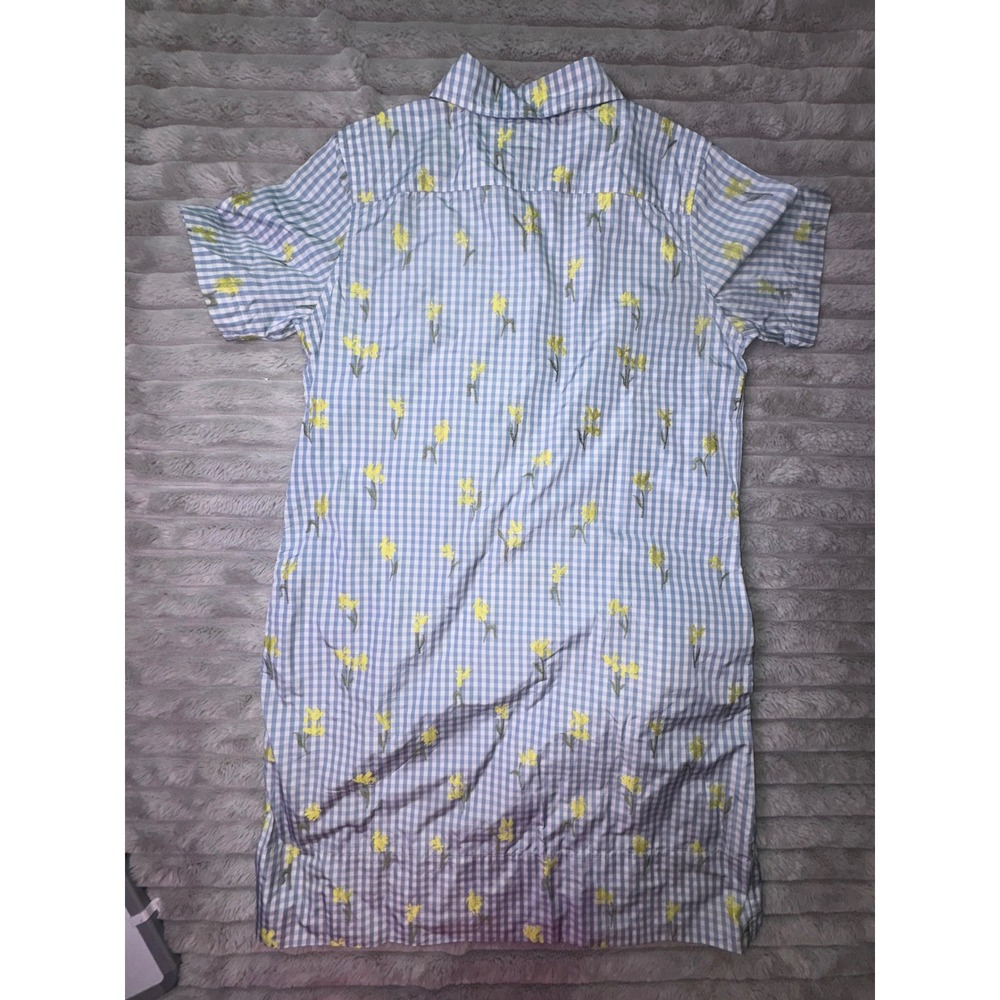 Ann Mashburn Women's Small Blue Gingham Floral Popover Shirt Dress Pockets Swish - Picture 11 of 14
